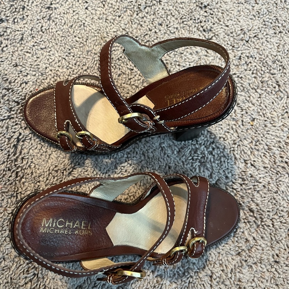 Michel Kors leather high heel sandal.